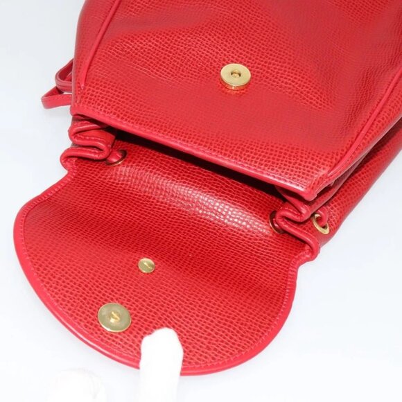 Christian Dior Backpack Leather Red Gold Auth - Picture 4 of 16